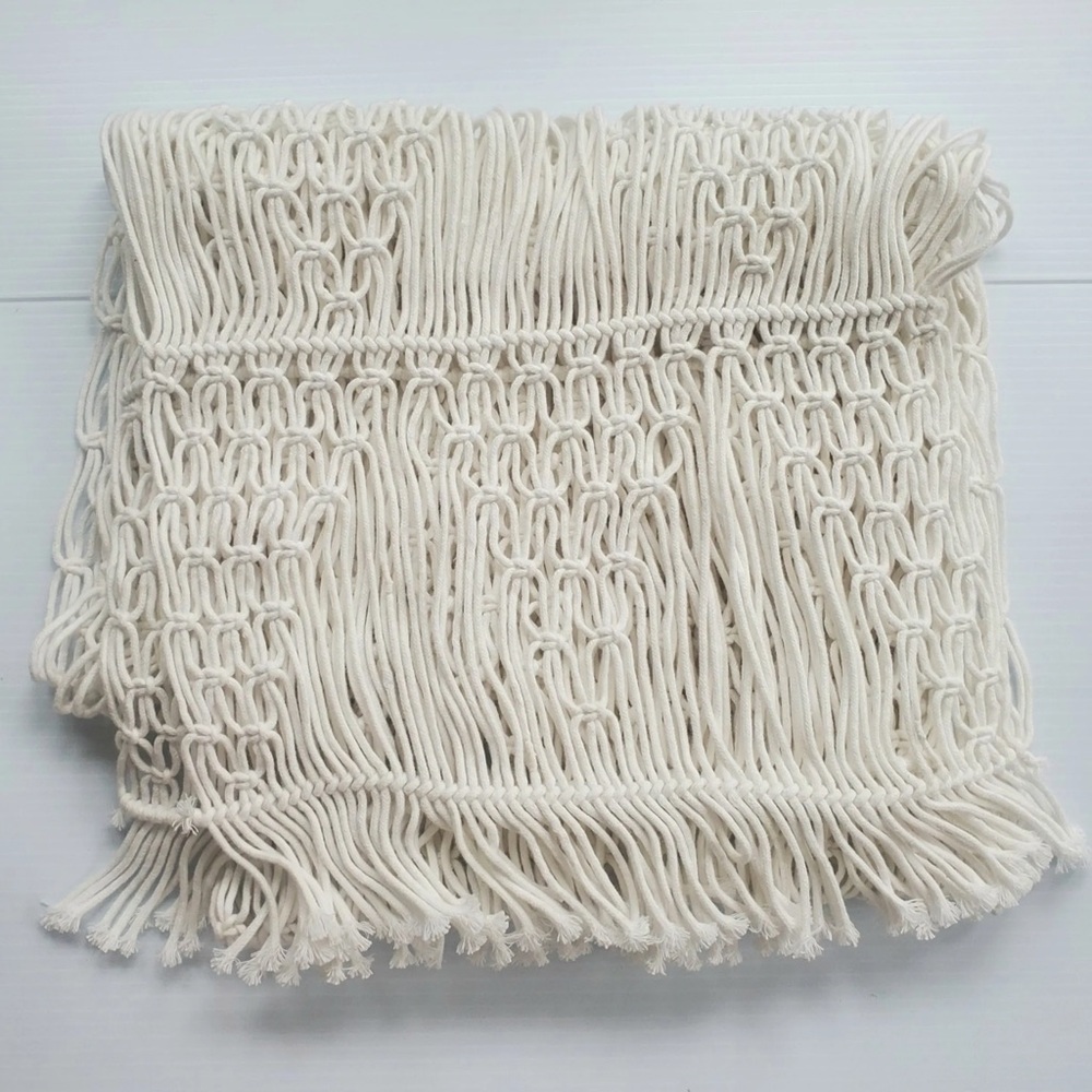 Opalhouse Cotton Macrame Table Runner White, 108”x14”